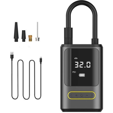 LAN Mini pompe à air électrique, compresseur d'air portable gonfleur 150psi pneu sans fil, 4000mah avec affichage LCD numérique, voiture, vélo, moto, scooter pompe à air rechargeable (1/5)