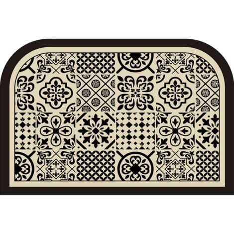 LAN Carreaux à motifs style rétro - grands angles arrondis 4060cm (terre de diatomées) Tapis de sol en terre de diatomées, tapis de bain, très absorbant, antidérapant (1/5)