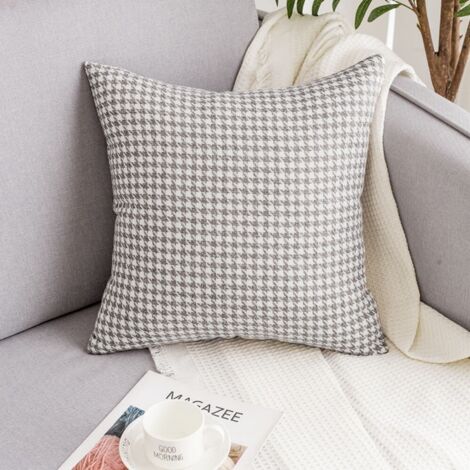 LAN Taie d'oreiller simple Milk Coffee 45X45 Taies d'oreiller à motif pied-de-poule, coussins de tête de lit, coussins de bureau, coussins de dossier de voiture, housses de coussin de canapé (1/5)