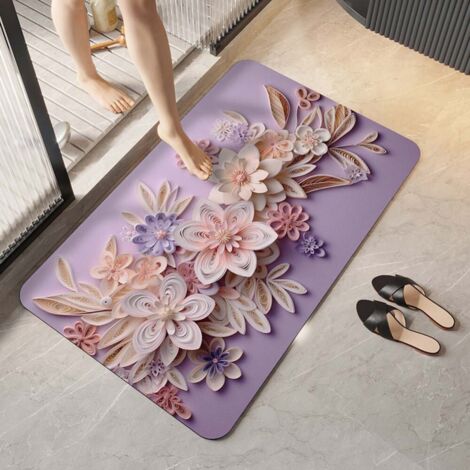 LAN Boue de diatomées améliorée romantique 5080cm Tapis de sol en terre de diatomées, tapis de salle de bain absorbant et antidérapant, tapis de toilette et de salle de bain pour la maison (1/5)