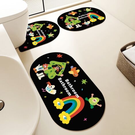 LAN Housse de siège de toilette simple Strawberry Cat 5055cm Ensemble de tapis de toilette (ensemble de 3 pièces), tapis de salle de bain en terre de diatomées, tapis absorbant et antidérapant pour la (1/5)