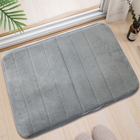 LAN Gris, 5080cm, base en PVC de 1,0 cm, polaire corail. Tapis de sol en polaire corail, couleur unie, facile à nettoyer, tapis de salle de bain, tapis de toilette, résistant à l'usure, absorbant et a (1/5)
