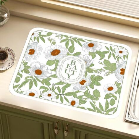 LAN Pétales sucrés tombant 4050cm (Terre de diatomées) Tapis égouttoir, tapis absorbant antidérapant en terre de diatomées pour la cuisine, tapis isolant thermique anti-brûlure résistant aux hautes te (1/5)