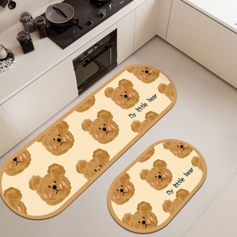 LAN Application de boue de diatomées Bear Plus [Absorbant, Antidérapant, Séchage rapide] 4020 cm Tapis de sol ménager en terre de diatomées résistante à l'usure, orné d'un joli motif d'animaux de dess (1/5)