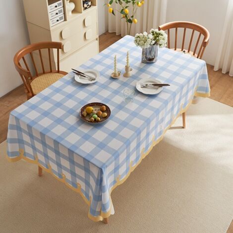 LAN Pot à sel marin citronné 140x140cm Nappe, nappe décorative à carreaux, nappe pour table basse de forme irrégulière, nappe pour table à manger, nappe pour table d'étalage (1/5)