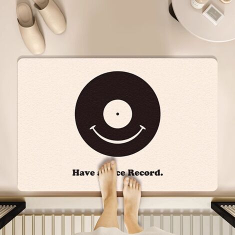 LAN Disque vinyle - 9 5080cm (terre de diatomées) Tapis de sol rétro en terre de diatomées, inspiré des cassettes audio et des disques vinyles. Tapis de salle de bain antidérapant, tapis de porte de s (1/5)