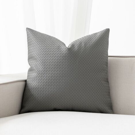 LAN Gris brunâtre 45x45 (taie d'oreiller uniquement) Taies d'oreiller en cuir texturé tissé pour le salon, la tête de lit et le canapé. (1/5)
