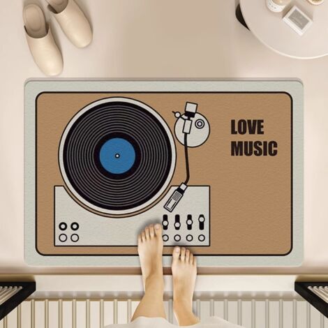 LAN Disque vinyle - 13 pouces 4060cm (terre de diatomées) Tapis de sol rétro en terre de diatomées, inspiré des cassettes audio et des disques vinyles. Tapis de salle de bain antidérapant, tapis de po (1/5)