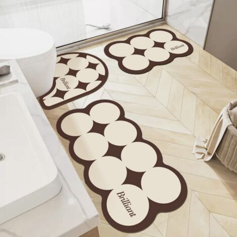 LAN Abattant de toilettes saveur café brun et noix de coco, 5055cm, pièce unique Ensemble de tapis de toilette (ensemble de 3 pièces), tapis de salle de bain en terre de diatomées, tapis absorbant et (1/5)