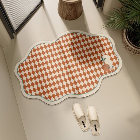 LAN terre de diatomées brun-rouge Sberg 5080cm Tapis absorbant à damier irrégulier pour toilettes et salles de bains, antidérapant, en terre de diatomées, pour entrées de salle de bains (1/5)