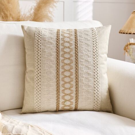 LAN taie d'oreiller centrale 45x45cm - taie simple Taies d'oreiller en coton et lin, coussins de tête de lit, taies d'oreiller pour salon (modèle d'exposition), taies d'oreiller pour canapé (1/5)