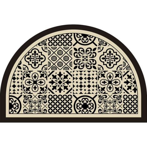 LAN Carreau floral rétro - demi-cercle 4060cm (terre de diatomées) Tapis de sol en terre de diatomées, tapis de bain, très absorbant, antidérapant (1/5)