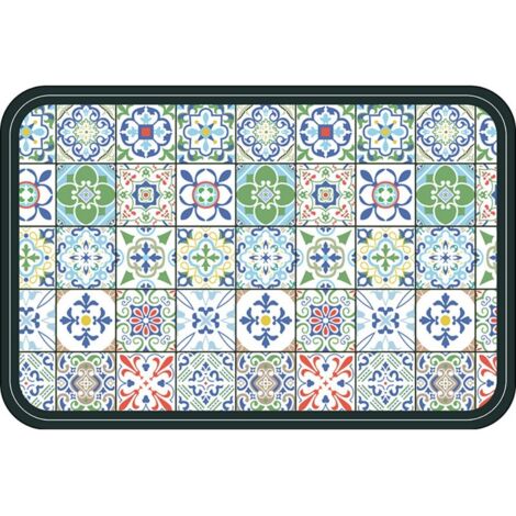 LAN Carreaux à motifs bleu-vert, 5080cm (terre de diatomées). Tapis de sol en terre de diatomées, tapis de bain, très absorbant, antidérapant (1/5)