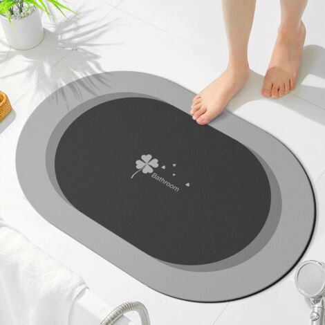 LAN Parfum Quatre Feuilles - Gris Vallée Profonde 5080cm (Terre de diatomées) Tapis de sol en terre de diatomées, tapis de salle de bain antidérapant, tapis de toilette résistant à l'usure et absorban (1/5)