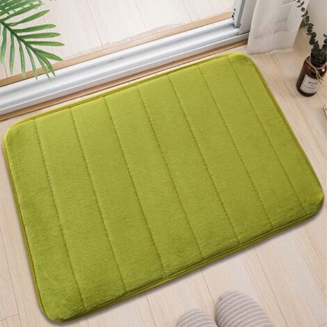 LAN Vert gazon, 5080cm, base en PVC de 1,0cm, polaire corail. Tapis de sol en polaire corail, couleur unie, facile à nettoyer, tapis de salle de bain, tapis de toilette, résistant à l'usure, absorbant (1/5)