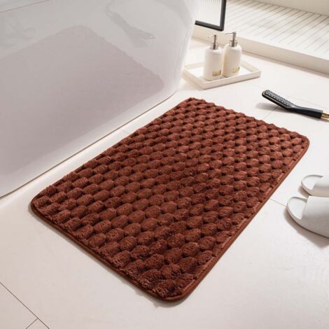 LAN Velours couleur café 4060cm imitation carapace de tortue Tapis de bain en peluche imitation carapace de tortue, absorbant et antidérapant pour l'entrée de la salle de bain, facile à nettoyer. (1/5)