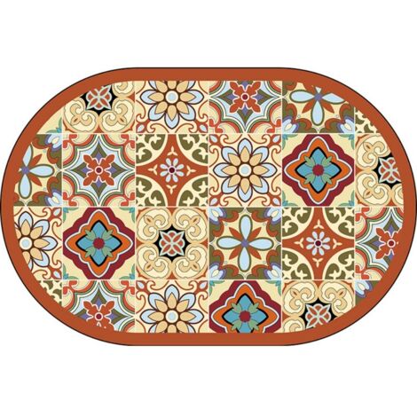 LAN Feuille de lotus avec motif de fleur de lotus - Forme ovale 5080cm (Terre de diatomées) Tapis de sol en terre de diatomées, tapis de bain, très absorbant, antidérapant (1/5)