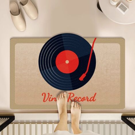 LAN Disque vinyle - 2 disques de 5080 cm (terre de diatomées) Tapis de sol rétro en terre de diatomées, inspiré des cassettes audio et des disques vinyles. Tapis de salle de bain antidérapant, tapis d (1/5)