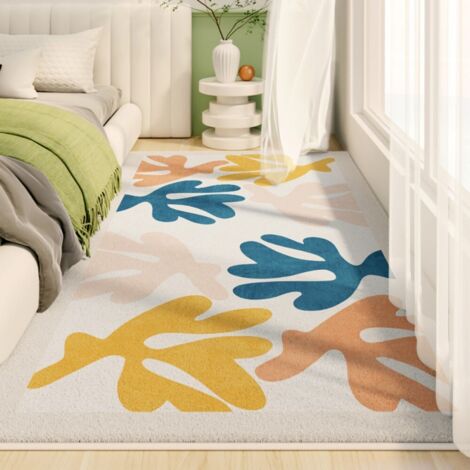 LAN Qingman 5050cm Imitation Cachemire Un tapis simple, propre et durable en imitation cachemire pour une chambre minimaliste, absorbant, antidérapant et parfait pour la chambre ou comme tapis de chev (1/5)