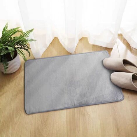 LAN Gris - Plat 5080cm (polaire corail 0,8cm d'épaisseur) Tapis de sol en polaire corail, couleur unie, facile à nettoyer, tapis de salle de bain, tapis de toilette, absorbant et antidérapant (1/5)