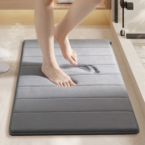 LAN Gris foncé - matelassé 4060cm (polaire corail à base PVC de 1,0 cm) Tapis de sol en polaire corail, couleur unie, facile à nettoyer, tapis de salle de bain, tapis de toilette, absorbant et antidér (1/5)