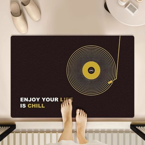 LAN Disque vinyle - 5 5080cm (terre de diatomées) Tapis de sol rétro en terre de diatomées, inspiré des cassettes audio et des disques vinyles. Tapis de salle de bain antidérapant, tapis de porte de s (1/5)
