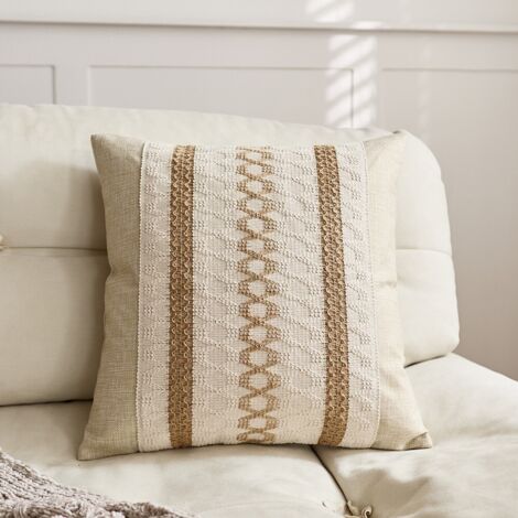LAN Taie d'oreiller simple 45x45 cm en lin double face à motif losanges Taies d'oreiller en coton et lin, coussins de tête de lit, taies d'oreiller pour salon (modèle d'exposition), taies d'oreiller p (1/5)
