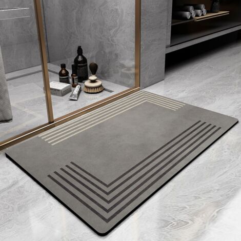 LAN Géométrie-2 Terre de diatomées 5080cm Tapis antidérapant pour salle de bain, tapis absorbant résistant à l'usure pour salle de bain, tapis de porte de toilettes en terre de diatomées (1/5)
