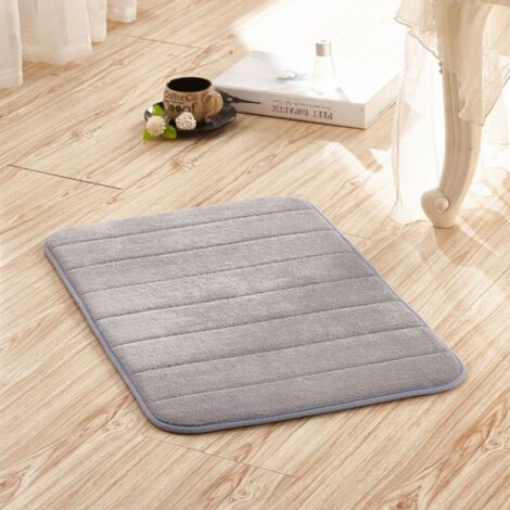 LAN Gris clair, 4060cm (polaire corail de 1,2 cm d'épaisseur) Tapis de sol uni en polaire corail, absorbant, résistant à l'usure et antidérapant pour les entrées de salle de bain. (1/5)