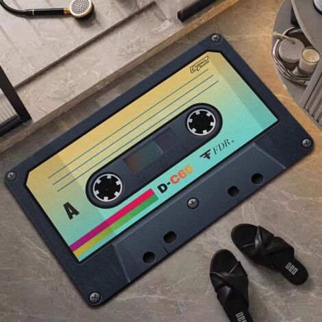 LAN Bande magnétique - 4 4060cm (terre de diatomées) Tapis de sol rétro en terre de diatomées, inspiré des cassettes audio et des disques vinyles. Tapis de salle de bain antidérapant, tapis de porte d (1/5)