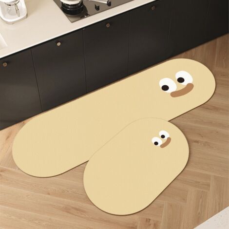LAN Terre de diatomées Cartoon-2 4060cm Tapis de sol ovale absorbant et antidérapant en forme de dessin animé, tapis de sol ménager en terre de diatomées, tapis de sol de cuisine résistant aux taches (1/5)