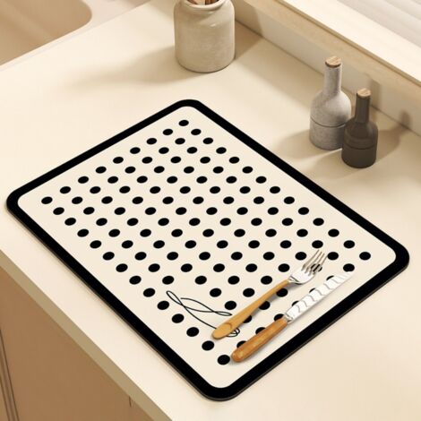 LAN Motif floral 4060cm (terre de diatomées) Tapis égouttoir, tapis absorbant en terre de diatomées pour plan de travail de cuisine/bar, lavable, résistant à la chaleur et isolant thermique (1/5)