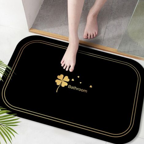 LAN Trèfle à quatre feuilles - Nuit étoilée Noir 5080cm (terre de diatomées) Tapis de sol en terre de diatomées, tapis de salle de bain antidérapant, tapis de toilette résistant à l'usure et absorbant (1/5)