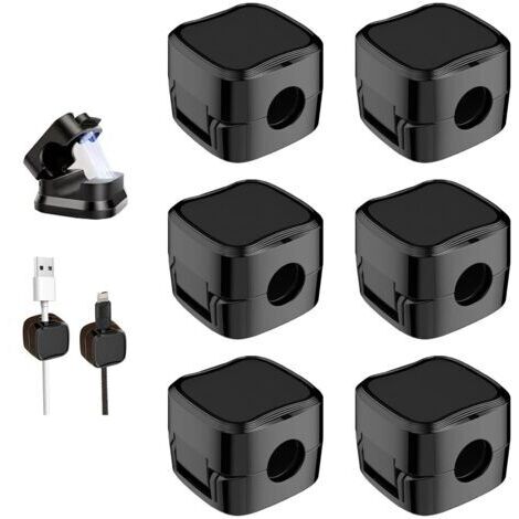 LAN 6 Pcs Clips Câble,Support de Câble Chargement Magnétique de Téléphone Adhésif Puissant Gestionnaire de Câbles,Organisateur de Câbles,Rangements de câbles pour Bureau,Table de Nuit,HDMI,Noir (1/5)
