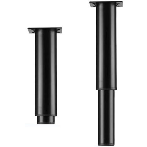 LAN Pied de meuble en acier inoxydable réglable en hauteur - Noir - Épaissir - Pieds de meuble en acier - Pieds de meuble ronds avec tournevis - Pour armoire, table, canapé, lit - 18 à 33 cm (1/5)