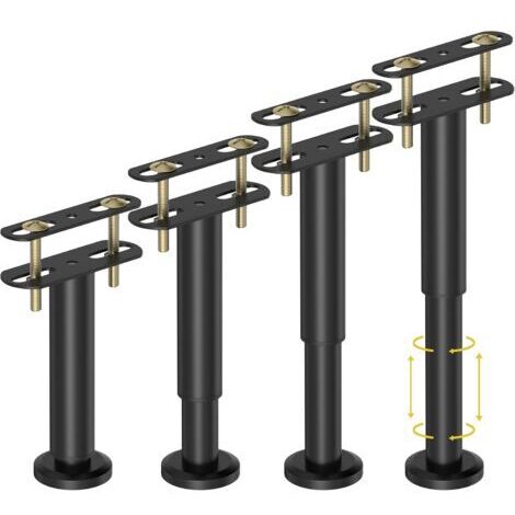 LAN Ensemble de 4 pieds de support de lit réglables en hauteur (18-31 cm), pieds de support centraux pour cadre de lit, lattes centrales et meubles, pieds de remplacement en métal robuste. (1/5)
