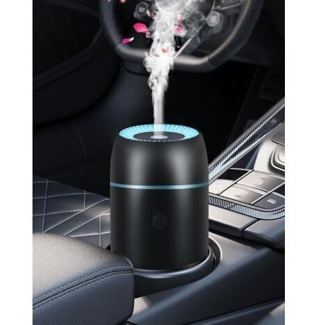 LAN Diffuseur d'huiles essentielles pour voiture, humidificateur portable USB 100 ml avec lumières colorées pour petits espaces, maison, bureau, chambre (noir) (1/4)
