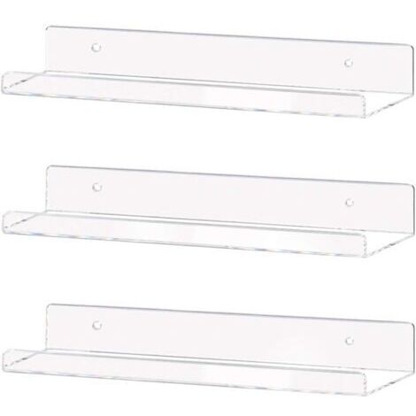 LAN Étagère murale flottante invisible en acrylique transparent de 38 cm, étagère murale pour livres d'enfants (lot de 3) (1/4)