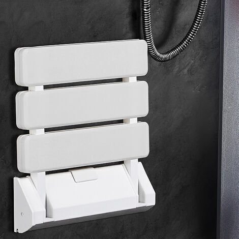 LAN Siège Rabattable pour Douche Mural Capacité de Charge 130 kg Siège de Douche Repliable Tabouret Pliant pour Salle de Bain Tabouret Mural Rabattable Blanc (1/5)