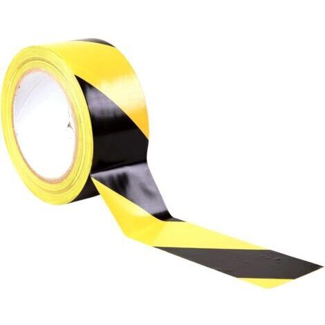 LAN Ruban adhésif de signalisation - 48 mm x 33 m par Rouleau - pour Le marquage au Sol/sécurité - Rayures Noires/Jaunes - Signal Ruban Adhésif de sécurité (1/5)