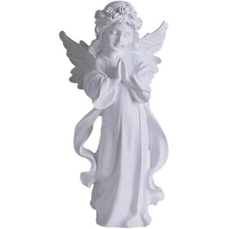 LAN Statue d'ange, ange de cimetière, figurine en résine blanche, statue décorative, pour la maison, le jardin, les mariages, Noël et autres décorations (taille moyenne) (1/4)