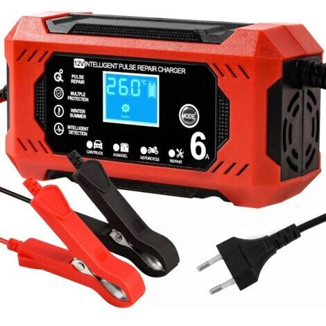 LAN Chargeur de Batterie Voiture, Chargeur Batterie 12v 6A Intelligent Chargeur Batterie Moto avec Écran LCD Chargeurs de Batterie pour Auto Voiture Moto Camion, AGM, Gel, Wet, SLA (1/5)