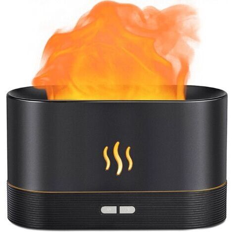 LAN Humidificateur diffuseur d'air à flamme, brume de feu avec 2 niveaux de luminosité, fonction d'arrêt automatique pour la maison et le bureau (noir) (1/4)