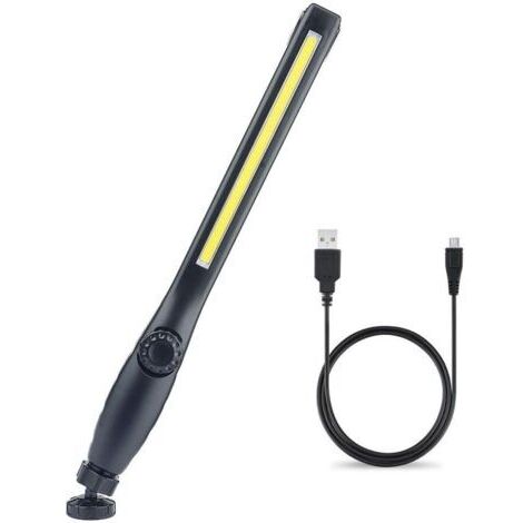 LAN Lampe de Travail LED Rechargeable avec Aimantée et USB Rotation à 360 degrés, Lampe Inspection LED Rechargeable, Lampe D'inspection pour Atelier de Ménage Camping en Plein Air Randonnée (Noir) (1/5)