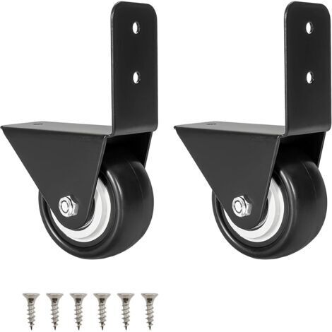 LAN Lot de 2 roulettes pour meubles – Diamètre 40 mm – Fixation en équerre et vis incluses – Pour tables, chaises et armoires