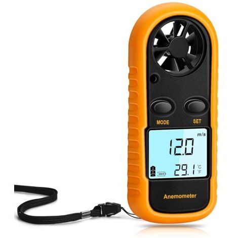 LAN Anémomètre portable, anémomètre numérique léger, compteur de vitesse du vent et de température avec écran LCD numérique pour le cerf-volant, la météorologie, la pêche et le surf. (1/4)
