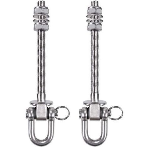 LAN Lot de 2 supports de balançoire robustes, boulons de balançoire M10 x 9 pouces, pour poutres en bois et en acier, hamac de yoga, chaise, sac de frappe, balançoires de porche (1/4)
