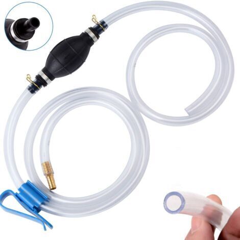 LAN Pompe à carburant manuelle - Pompe à siphon - 8 mm - Avec tuyau de 2 m - 2 colliers de serrage - Pompe de transfert - Pour essence, diesel, huile, eau (1/5)