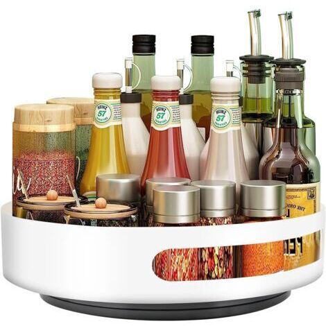 LAN Plateau tournant en acier Lazy Susan, organiseur à épices, plateau rotatif à 360° pour cuisine, salle de bain, chambre, facile à nettoyer, 25 x 25 x 5 cm (1/4)