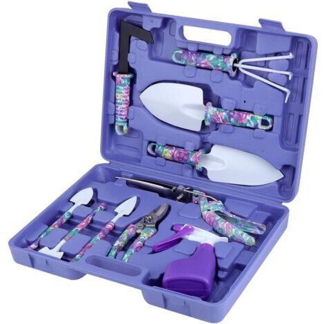 LAN Ensemble Outils de Jardin, Cadeau fête des mères Maman en Aluminium 10 pièces avec Sac, Pelle de Jardin pour Hommes Femmes (Mauve) (1/5)